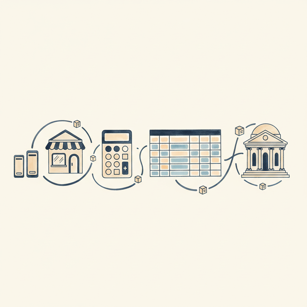 Watercolour illustration of Amazon seller payouts and fee reconciliation